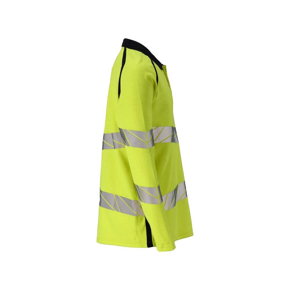 Polo, polo à manches longues Multisafe, jaune haute visibilité/noir-bleu