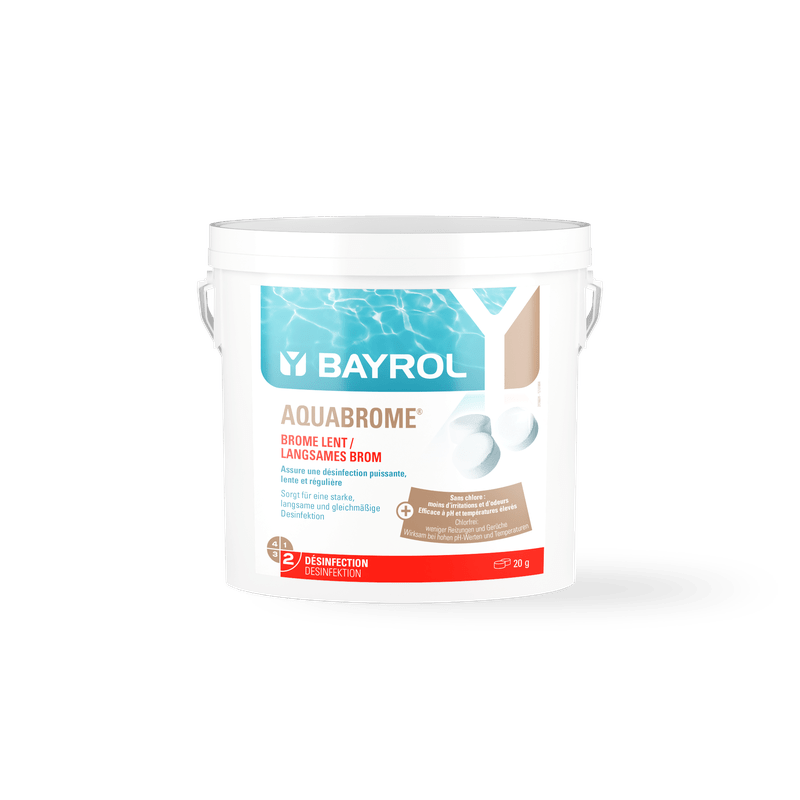 Pastilles de brome BAYROL Aquabrome® seau de 5 kg pour la désinfection permanente des piscines