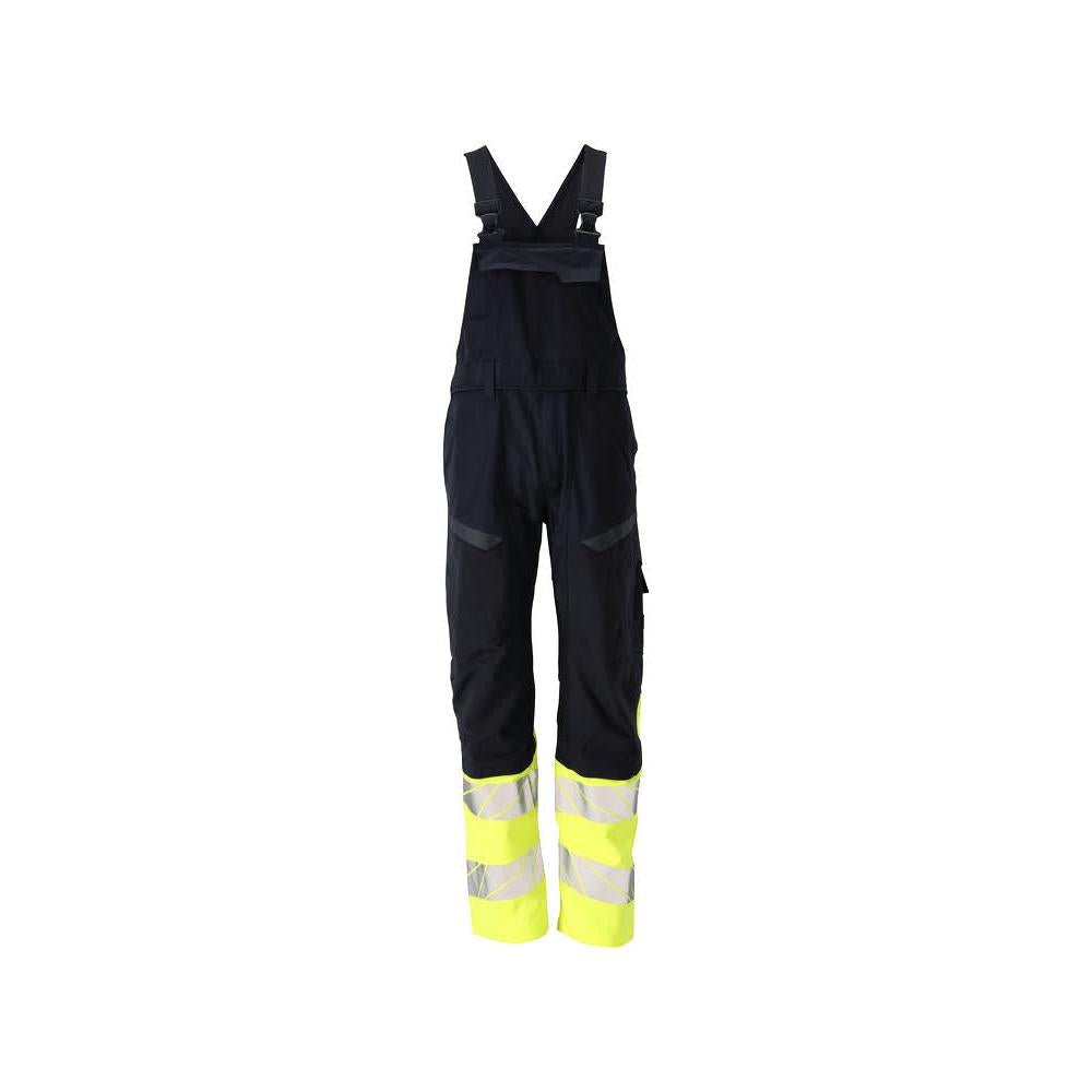 Tuinbroek, kniezakken, stretch inzetstukken Multisafe tuinbroek, zwart blauw/fluo geel