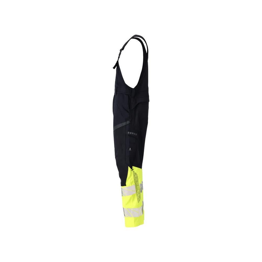 Tuinbroek, kniezakken, stretch inzetstukken Multisafe tuinbroek, zwart blauw/fluo geel