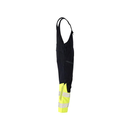Tuinbroek, kniezakken, stretch inzetstukken Multisafe tuinbroek, zwart blauw/fluo geel