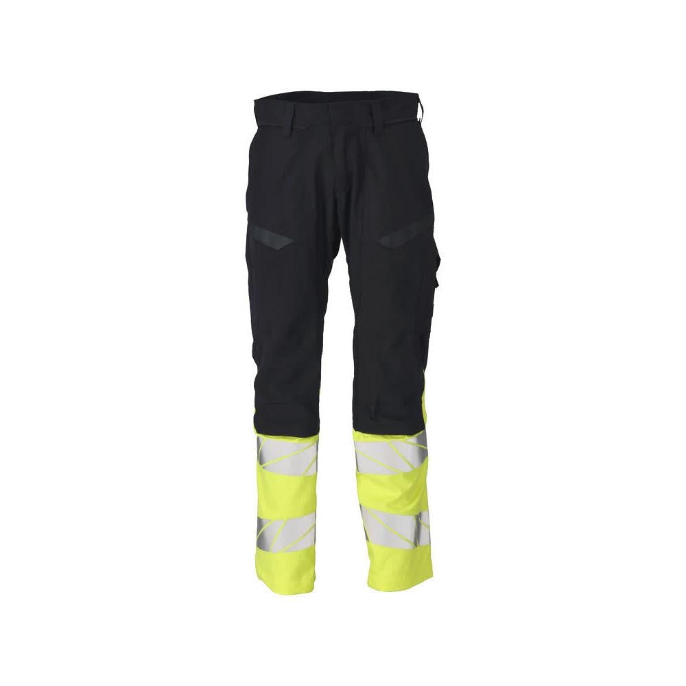 Broek met kniezakken, stretch inzetstukken Multisafe broek, zwart blauw/fluo geel