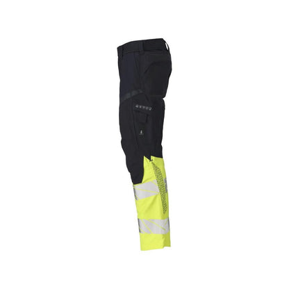 Broek met kniezakken, stretch inzetstukken Multisafe broek, zwart blauw/fluo geel