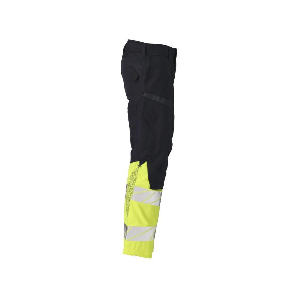 Broek met kniezakken, stretch inzetstukken Multisafe broek, zwart blauw/fluo geel