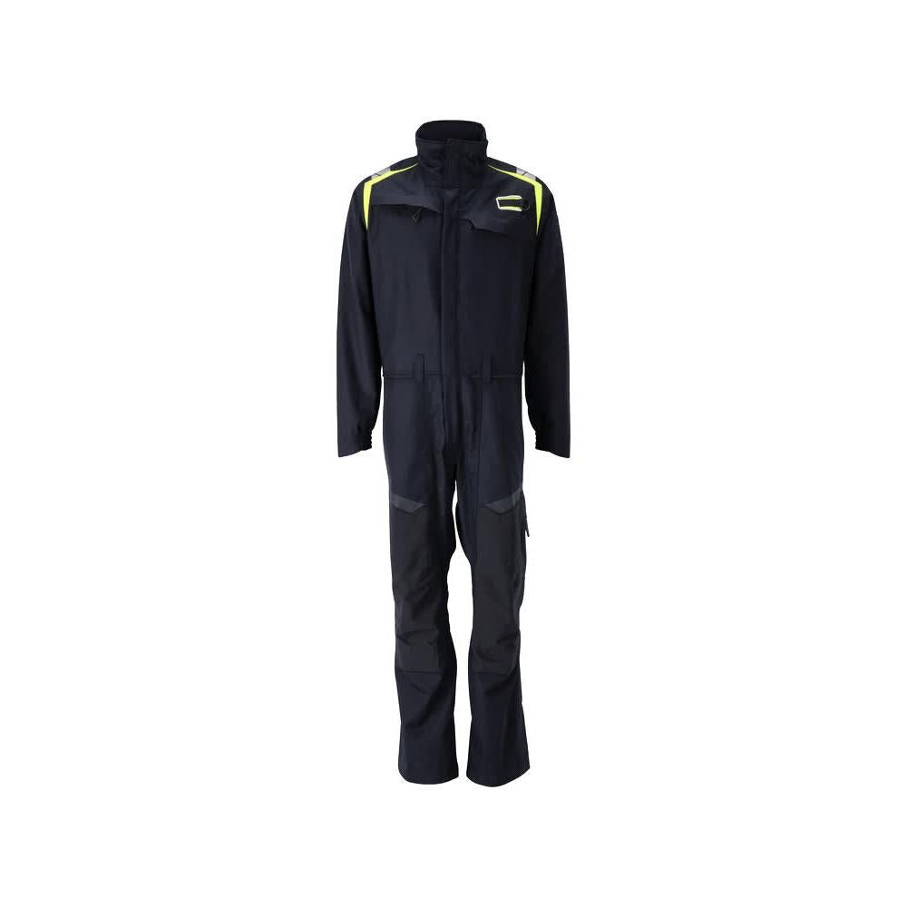 Salopette, poches genoux, combinaison d'inserts extensibles Multisafe, noir bleu/jaune haute visibilité