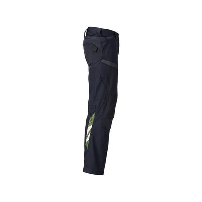 Broek met kniezakken, damesbroek Multisafe, zwart blauw/fluo geel
