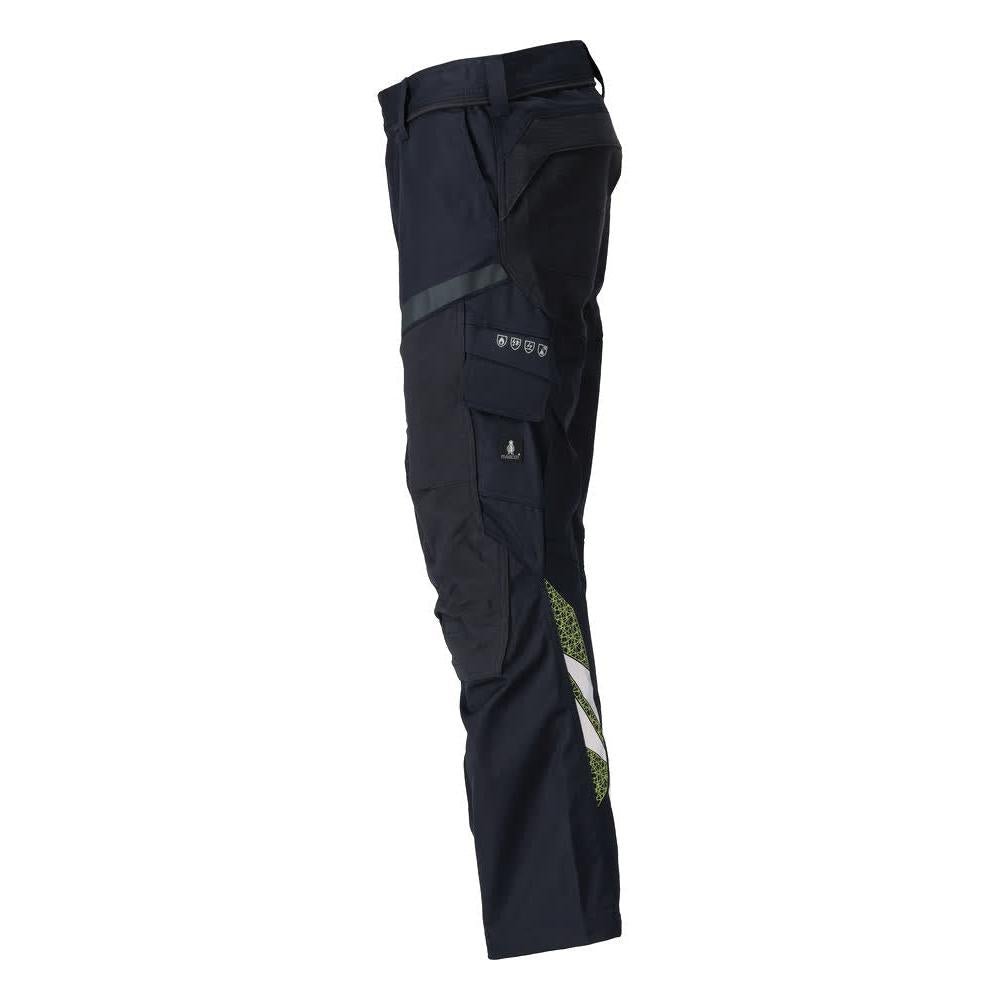 Broek met kniezakken, stretch inzetstukken Multisafe broek, zwart blauw/fluo geel