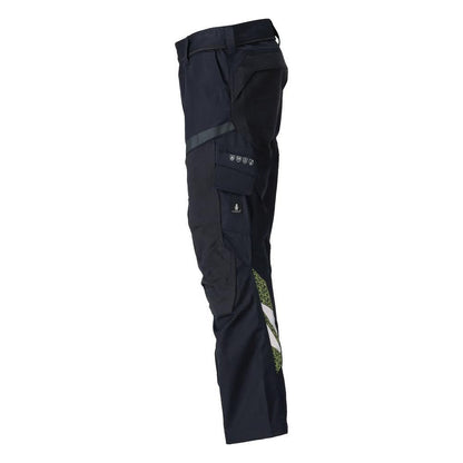 Broek met kniezakken, stretch inzetstukken Multisafe broek, zwart blauw/fluo geel