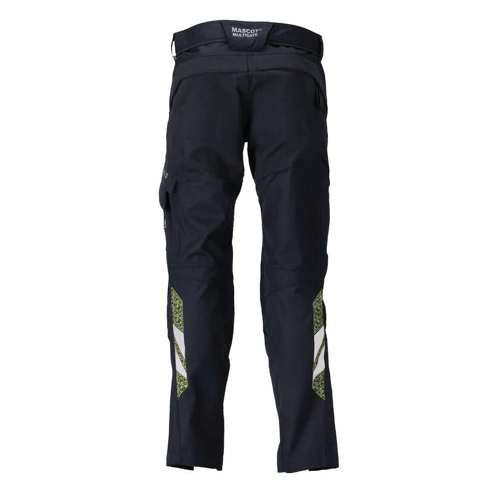 Broek met kniezakken, stretch inzetstukken Multisafe broek, zwart blauw/fluo geel