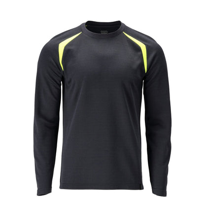 T-shirt, lange mouw, modern fit T-shirt Multisafe, zwart blauw/fluo geel