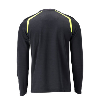 T-shirt, lange mouw, modern fit T-shirt Multisafe, zwart blauw/fluo geel