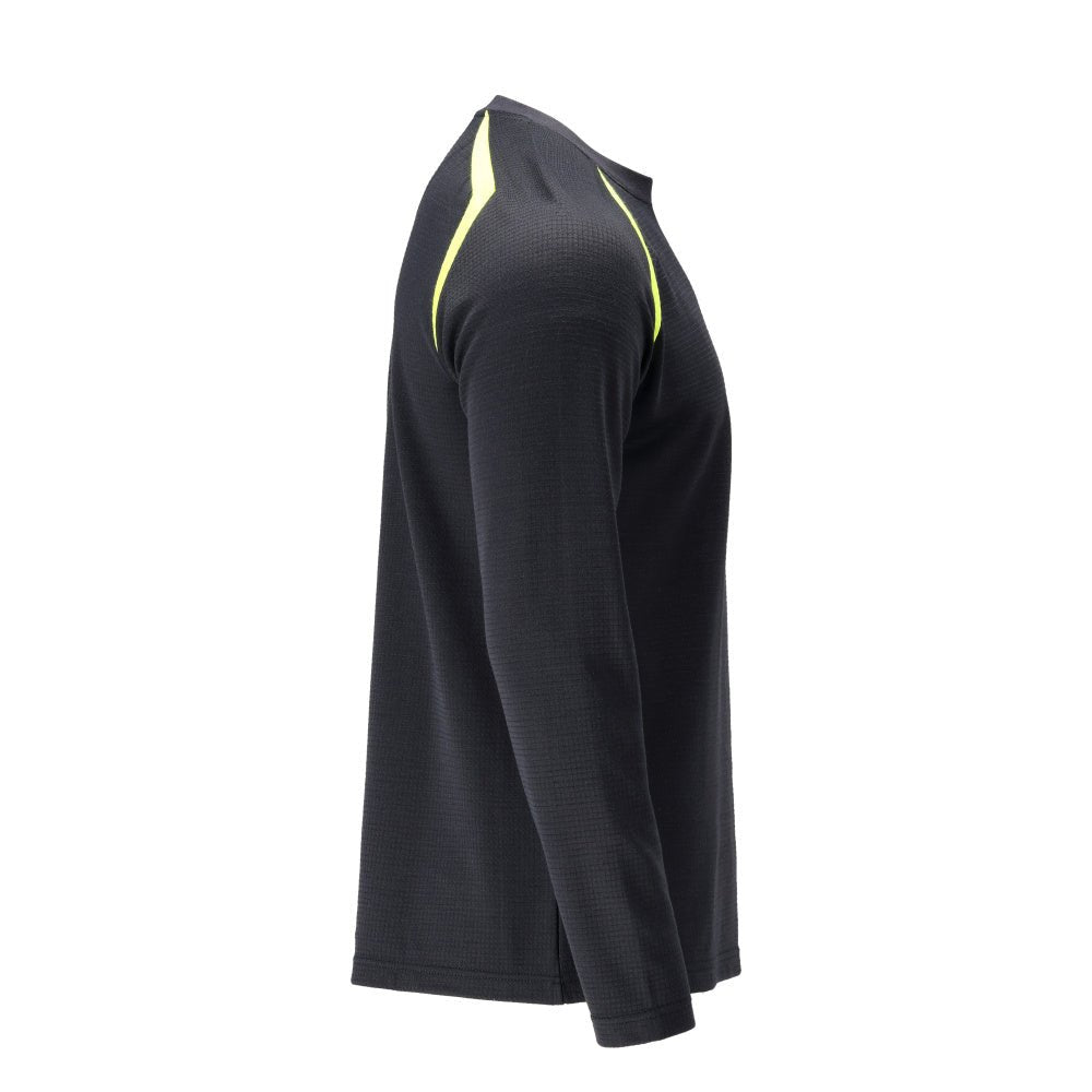 T-shirt, lange mouw, modern fit T-shirt Multisafe, zwart blauw/fluo geel