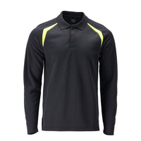 Poloshirt, poloshirt met lange mouwen Multisafe, zwart blauw/fluo geel