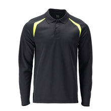 Poloshirt, poloshirt met lange mouwen Multisafe, zwart blauw/fluo geel