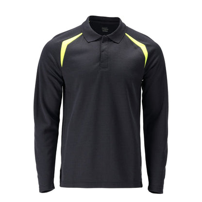 Polo, polo à manches longues Multisafe, noir bleu/jaune haute visibilité