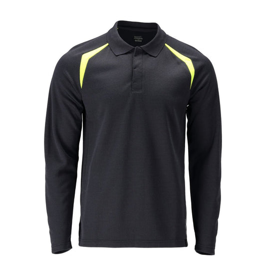 Poloshirt, poloshirt met lange mouwen Multisafe, zwart blauw/fluo geel