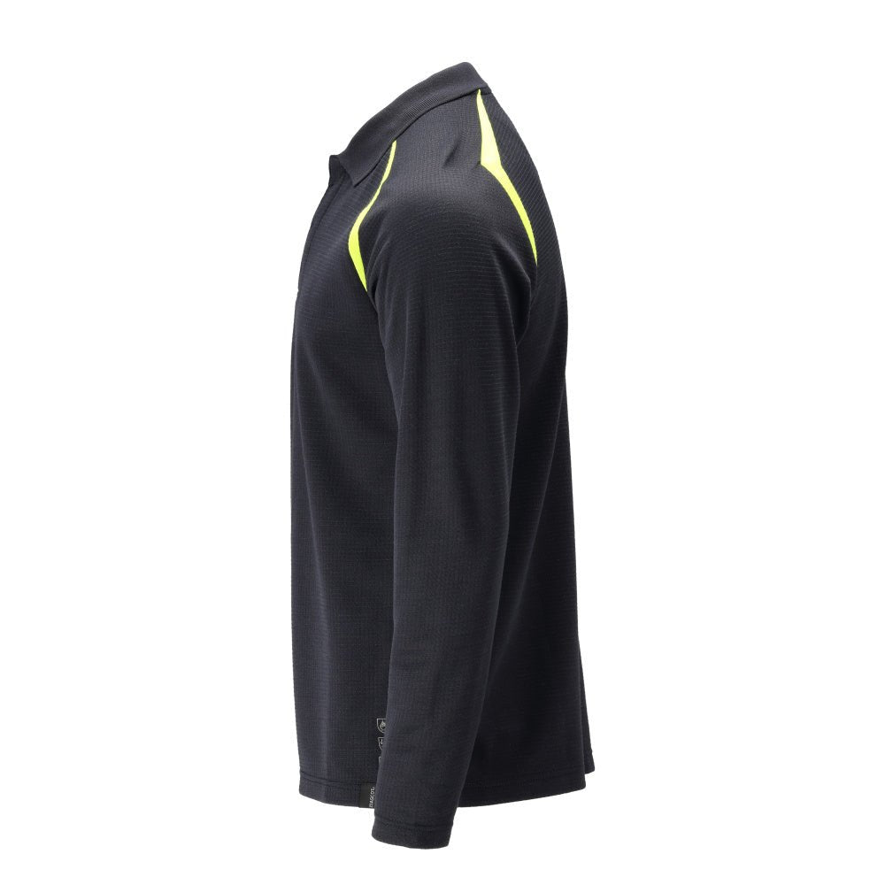 Polo, polo à manches longues Multisafe, noir bleu/jaune haute visibilité