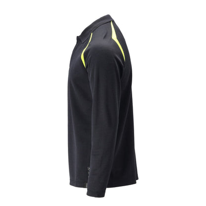 Polo, polo à manches longues Multisafe, noir bleu/jaune haute visibilité
