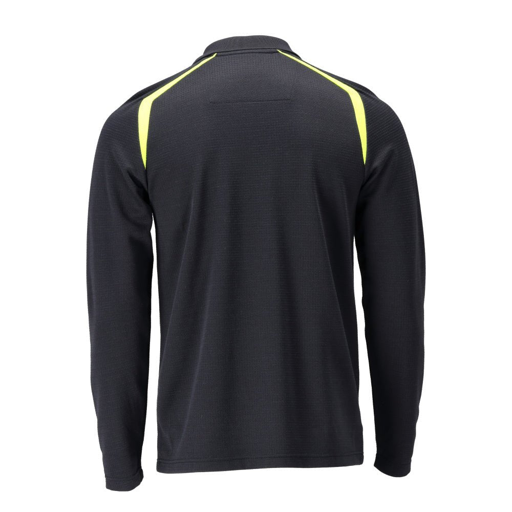 Polo, polo à manches longues Multisafe, noir bleu/jaune haute visibilité