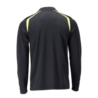 Polo, polo à manches longues Multisafe, noir bleu/jaune haute visibilité