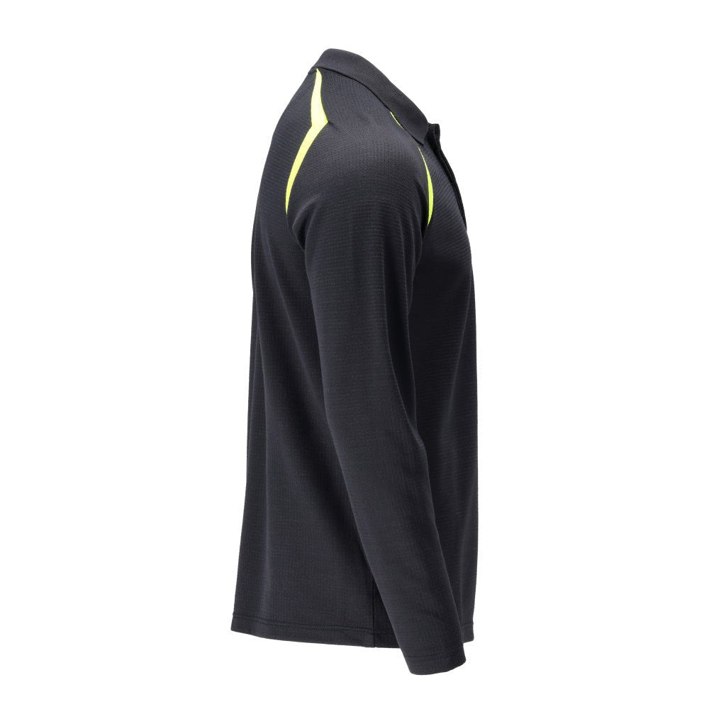 Polo, polo à manches longues Multisafe, noir bleu/jaune haute visibilité