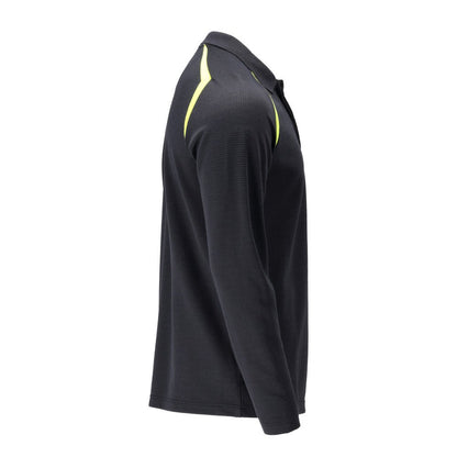 Polo, polo à manches longues Multisafe, noir bleu/jaune haute visibilité