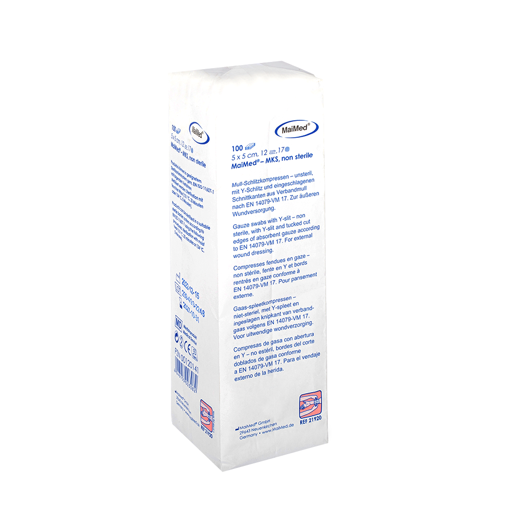 Compresses fendues de gaze MaiMed-MKS-non stériles, 100 pièces/sac en papier