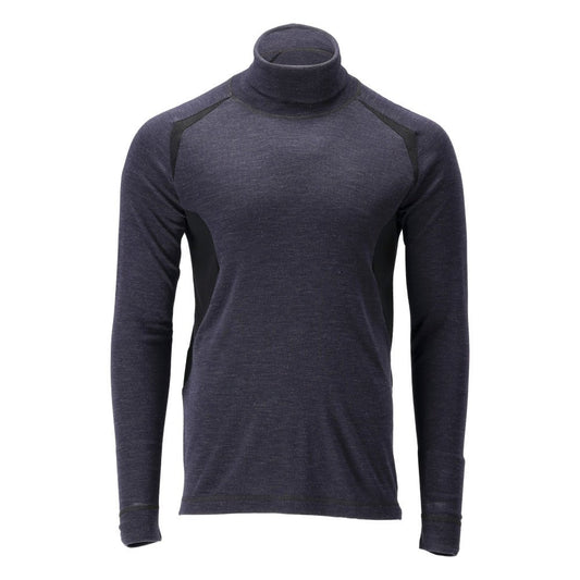 Maillot de corps fonctionnel, col roulé, maillot de corps en laine Multisafe, noir-bleu