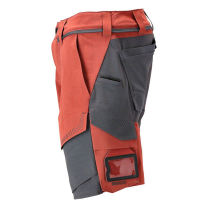 Short, stretch, short léger, rouge automne/gris anthracite