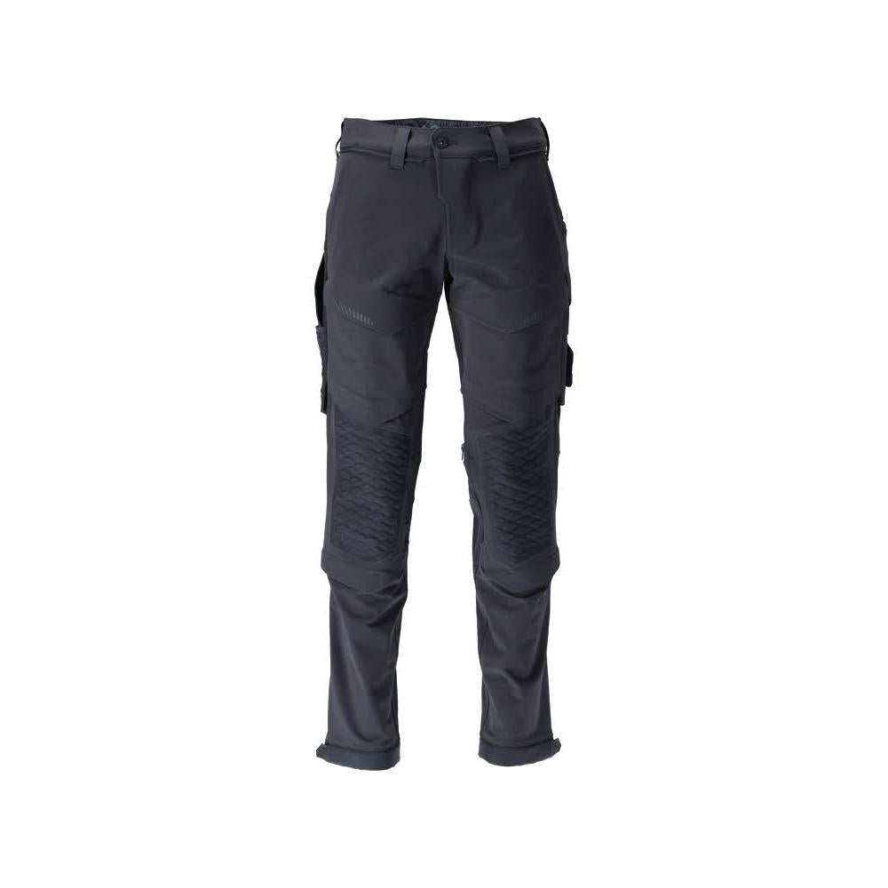 Pantalon, poches genoux, résistant, pantalon extensible, noir-bleu