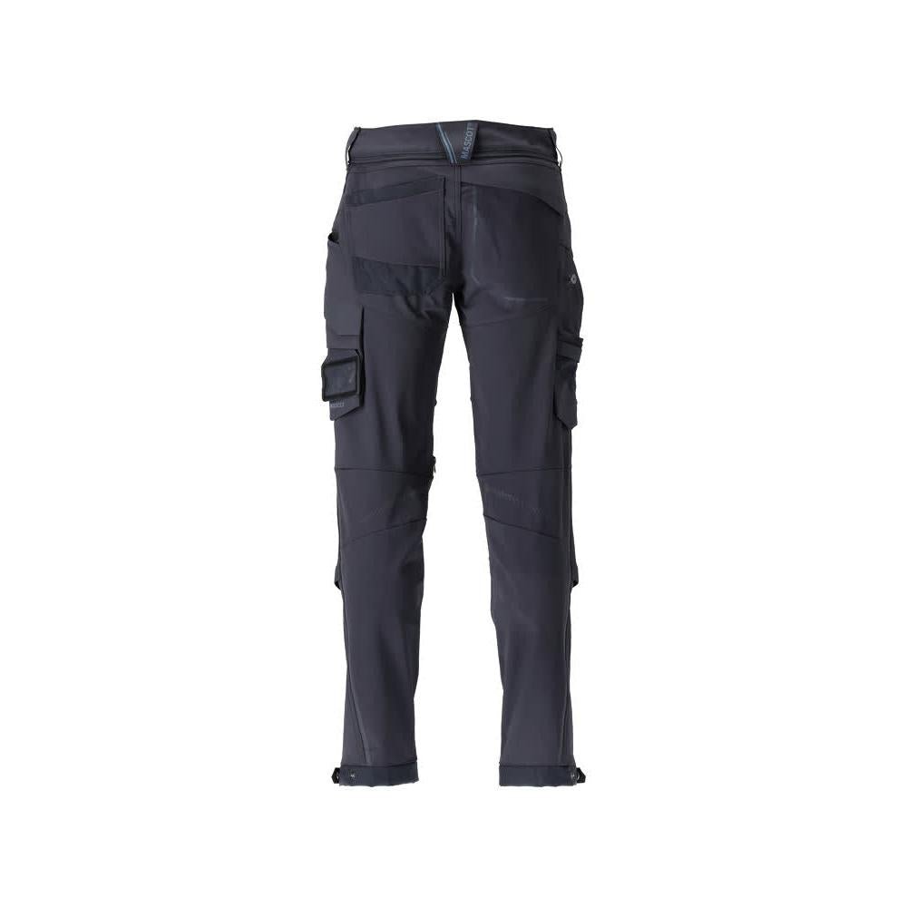 Pantalon, poches genoux, résistant, pantalon extensible, noir-bleu