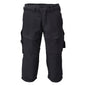 Pantalon trois-quarts, poches genoux, pantalon trois-quarts artisan stretch, noir-bleu