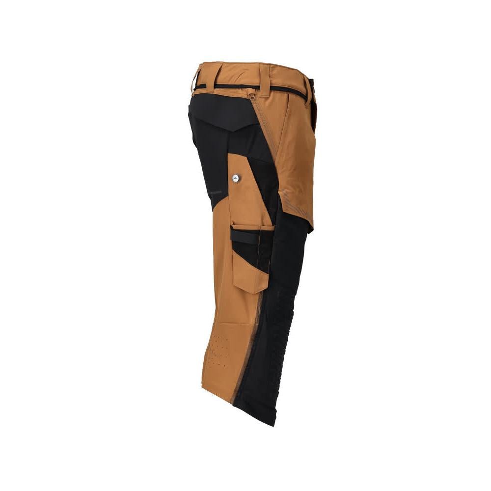 Pantalon trois-quarts, poches genoux, pantalon trois-quarts d'artisan extensible, marron noisette/noir