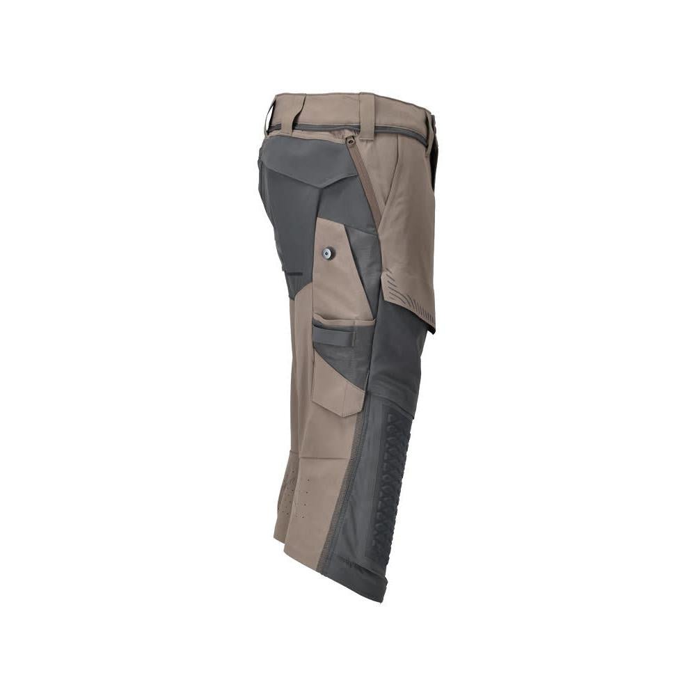 Driekwartbroek, kniezakken, stretch driekwartbroek, donker zandbeige/antracietgrijs