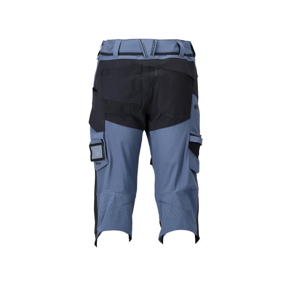 Pantalon trois-quarts, poches genoux, pantalon trois-quarts d'artisan stretch, bleu pierre/noir-bleu