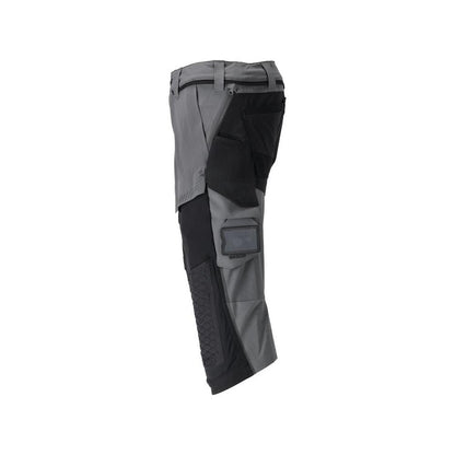 Pantalon trois-quarts, poches genoux, pantalon trois-quarts d'artisan stretch, gris anthracite/noir