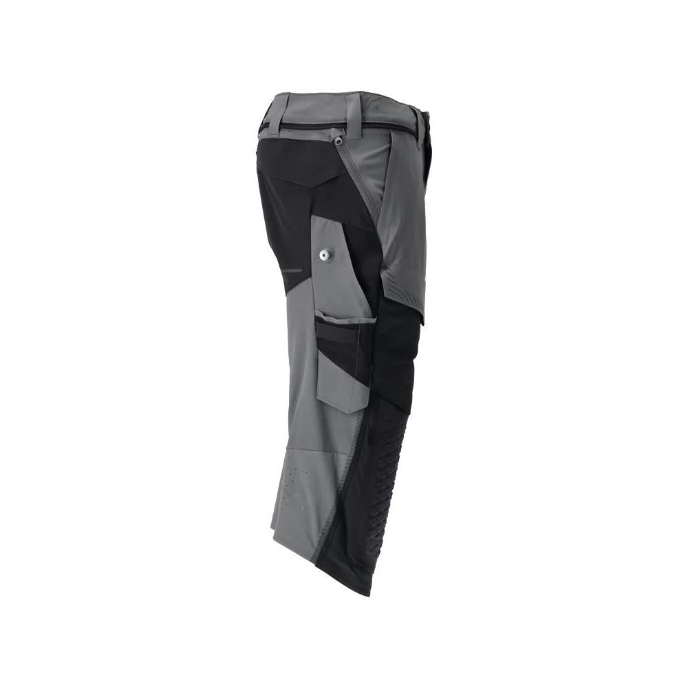 Pantalon trois-quarts, poches genoux, pantalon trois-quarts d'artisan stretch, gris anthracite/noir