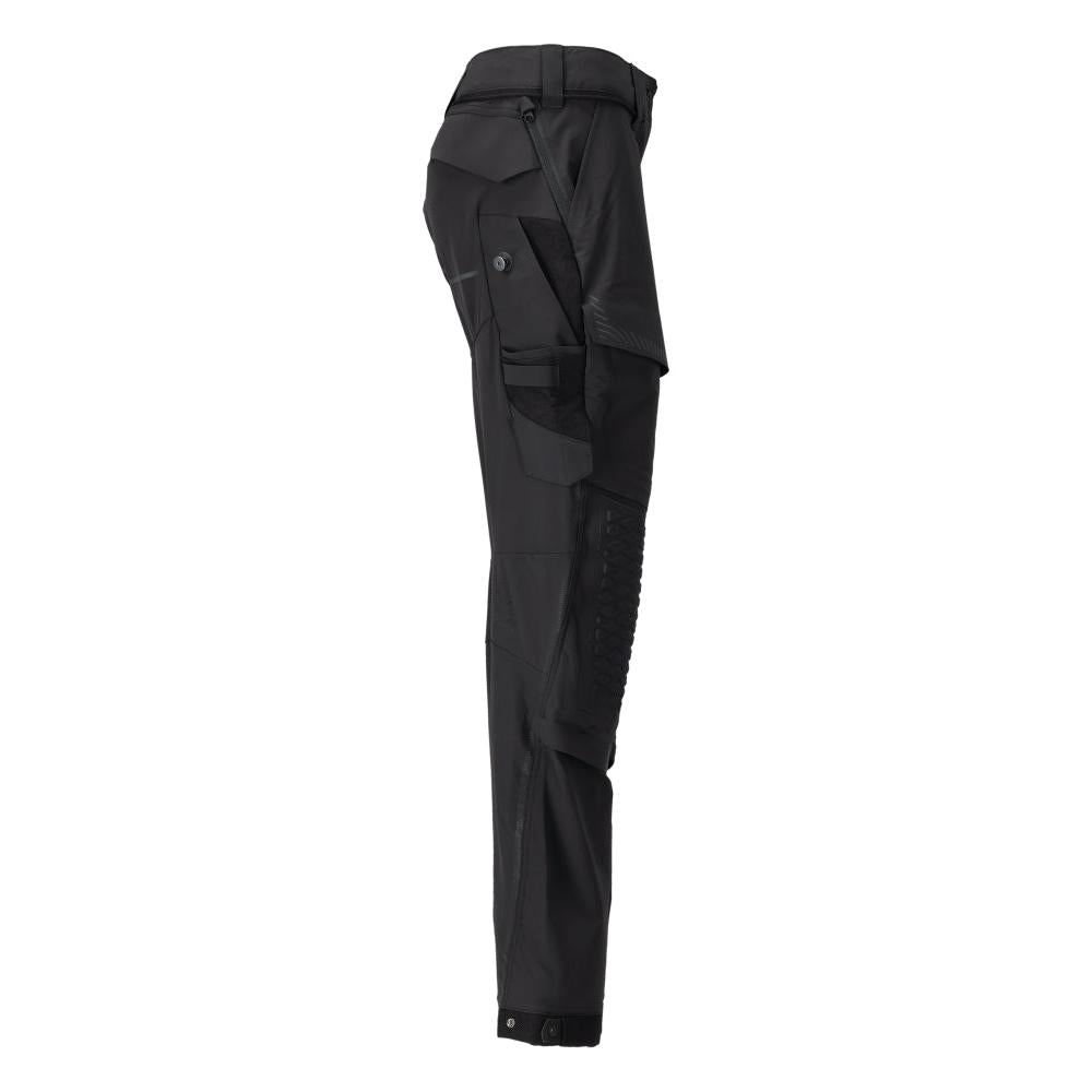Broek met kniezakken, damesbroek, zwart