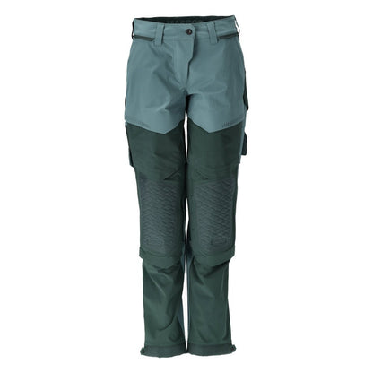 Broek met kniezakken, damesbroek, licht bosgroen/bosgroen