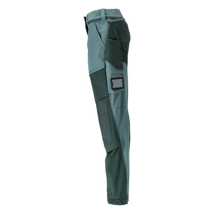 Broek met kniezakken, damesbroek, licht bosgroen/bosgroen