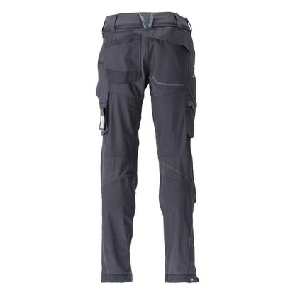 Broek, kniezakken, stretch, lichte broek, zwartblauw
