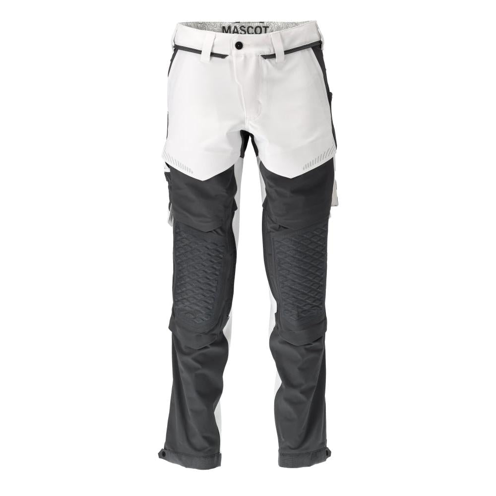 Pantalon, poches genoux, stretch, pantalon léger, blanc/gris anthracite