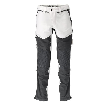 Pantalon, poches genoux, stretch, pantalon léger, blanc/gris anthracite