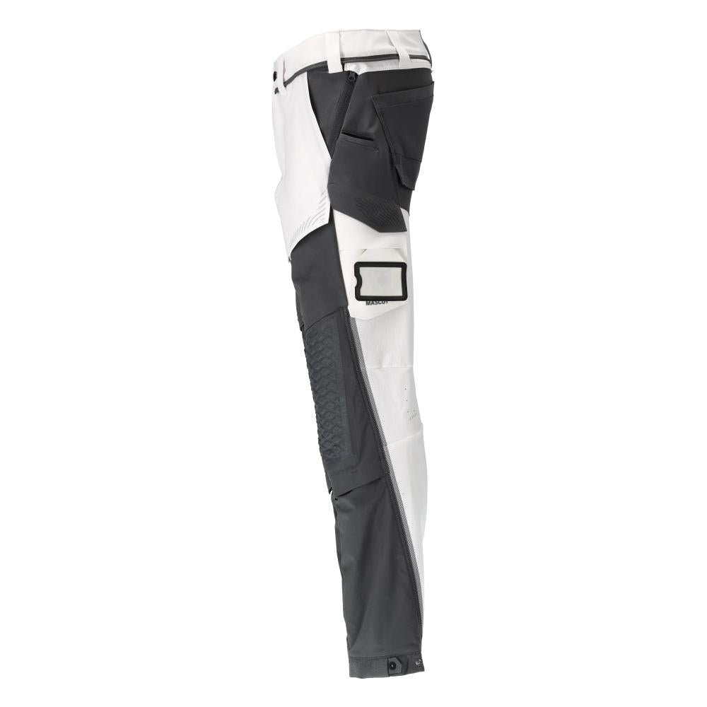Pantalon, poches genoux, stretch, pantalon léger, blanc/gris anthracite