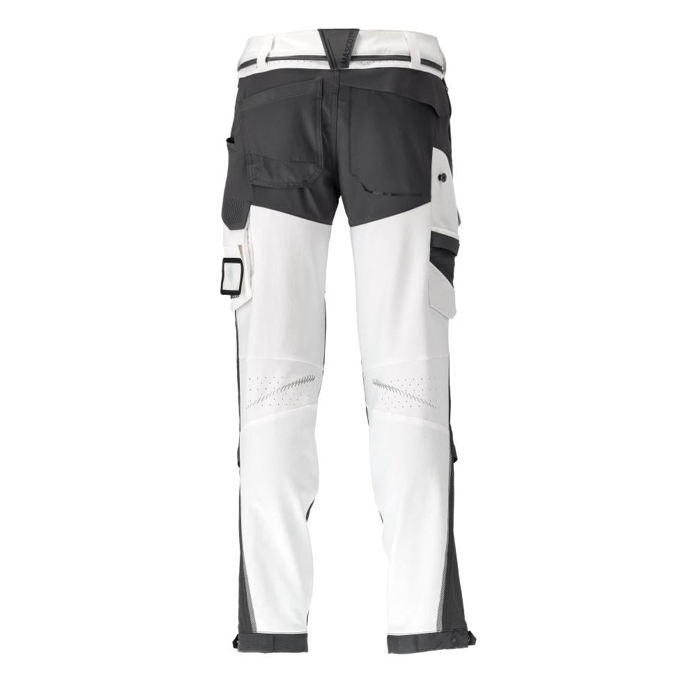Pantalon, poches genoux, stretch, pantalon léger, blanc/gris anthracite