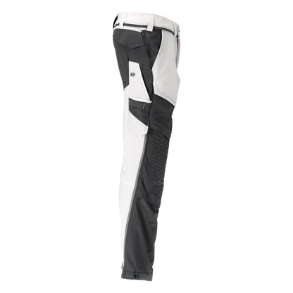 Pantalon, poches genoux, stretch, pantalon léger, blanc/gris anthracite