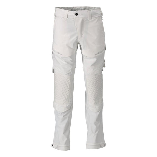 Broek, kniezakken, stretch, lichte broek, wit