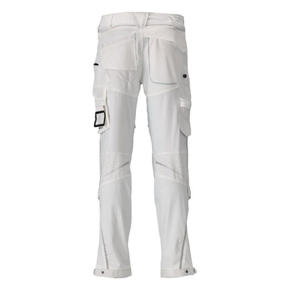 Pantalon, poches genoux, stretch, pantalon léger, blanc