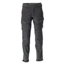 Broek, kniezakken, stretch, lichte broek, zwart