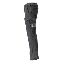 Broek, kniezakken, stretch, lichte broek, zwart